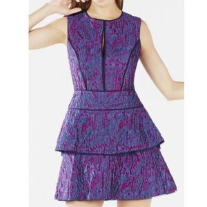 BCBGMaxAzria 8 Joylynn Ruffled Textured Jacquard Dress